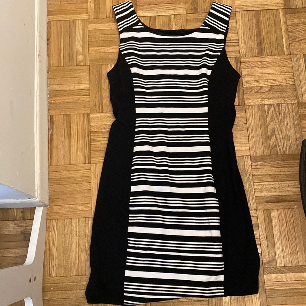 Black and white express work dress